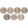 Индия набор 7 монет 1 и 2 рупии 1988 - 1992