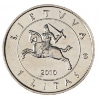 Монета Литва 1 лит 2010 600 лет Грюнвальдской битве