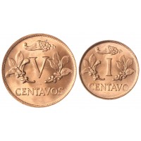 Колумбия набор 2 монеты 1 сентаво 1967  и 5 сентаво 1978