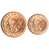 Колумбия набор 2 монеты 1 сентаво 1967  и 5 сентаво 1978