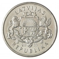 Монета Латвия 1 лат 2011 Пивная кружка