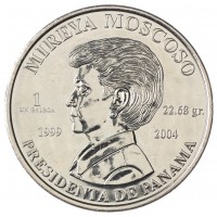 Монета Панама 1 бальбоа 2004 Президент Мирейя Москосо
