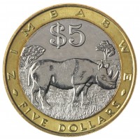 Зимбабве 5 долларов 2002