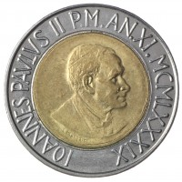 Монета Ватикан 500 лир 1989