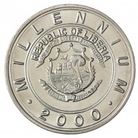 Монета Либерия 5 долларов 2000 Миллениум - Год лошади