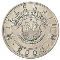 Монета Либерия 5 долларов 2000 Миллениум - Год тигра