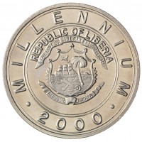 Монета Либерия 5 долларов 2000 Миллениум - Год кролика