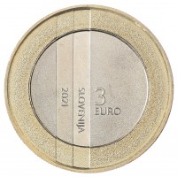 Монета Словения 3 евро 2021 30 лет государственности Республики Словения