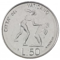 Монета Ватикан 50 лир 1983 Изгнание Адама и Евы