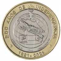 Монета Коста-Рика 500 колонов 2021 200 лет независимости