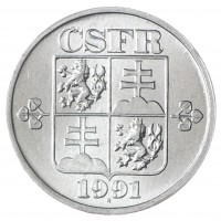 Монета Чехословакия 5 геллеров 1991