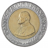 Монета Ватикан 500 лир 1990