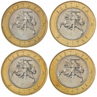 Литва набор монет 2 лита 2013 Создано человеком и природой - Прялка, Стелмужский дуб, Пунтукас, Куренас