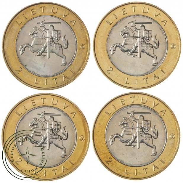 Литва набор монет 2 лита 2013 Создано человеком и природой - Прялка, Стелмужский дуб, Пунтукас, Куренас