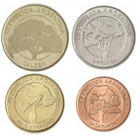 Аргентина набор монет 1, 2, 5, 10 песо 2018-2020