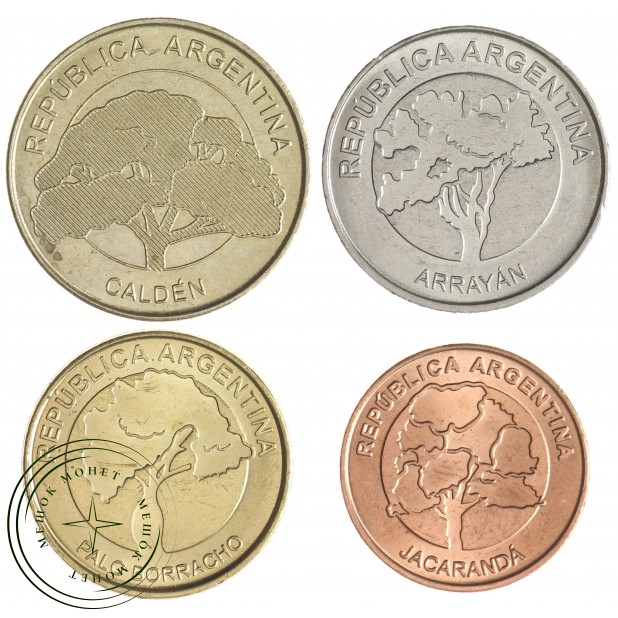 Аргентина набор монет 1, 2, 5, 10 песо 2018-2020