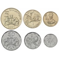 Эсватини Свазиленд набор 6 монет 1, 2, 5 эмалангени и 10, 20, 50 центов 2018-2021