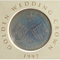 Монета Великобритания 5 фунтов 1997 Золотая свадьба Королевы