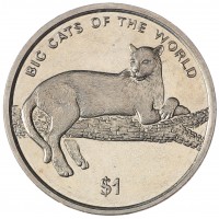 Монета Сьерра-Леоне 1 доллар 2001 Большие кошки мира - Чёрная пантера