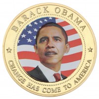 Монета Либерия 5 долларов 2009 Барак Обама