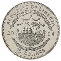 Монета Либерия 10 долларов 2004 Война за независимость Ракоци