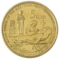 Мальта 5 евро 2014 100 лет началу Первой Мировой войны