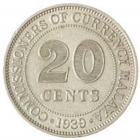 Монета Малайя 20 центов 1939