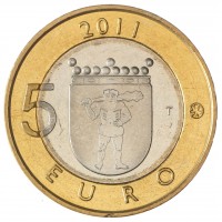 Монета Финляндия 5 евро 2011 Исторические регионы Финляндии - Лапландия