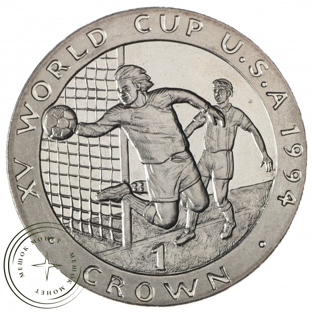 Остров Мэн 1 крона 1994 Чемпионат мира по футболу 1994 в США Вратарь отбивает мяч