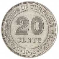 Малайя 20 центов 1943