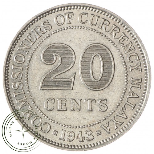Малайя 20 центов 1943