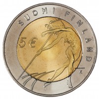 Монета Финляндия 5 евро 2005 X чемпионат мира по лёгкой атлетике