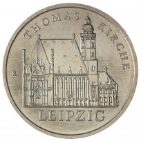 Монета ГДР 5 марок 1984 Церковь святого Томаса в Лейпциге