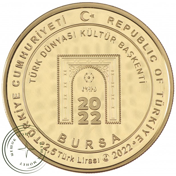 Турция 2 1/2 лиры 2022 Культурная столица Тюркского мира - Бурса