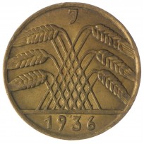 Монета Германия 10 рейхспфеннигов 1936 Двор J