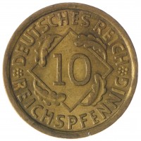 Монета Германия 10 рейхспфеннигов 1936 Двор J