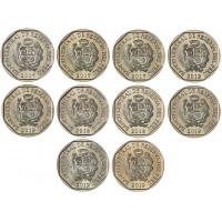 Набор монет Перу Фауна Перу 1 соль (10 монет)