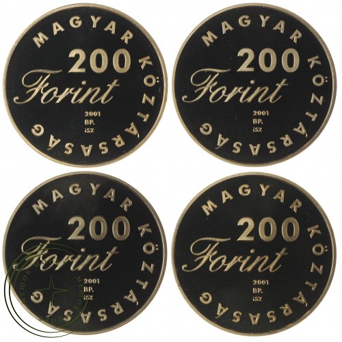 Венгрия набор 4 монеты 200 форинтов 2001 Детская литература PROOF