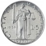 Ватикан 5 лир 1958 Надпись на аверсе "P·M·AN·"