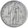 Ватикан 5 лир 1956 Надпись на аверсе "P·M·A·"
