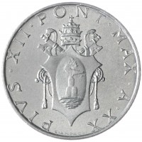 Монета Ватикан 2 лиры 1958