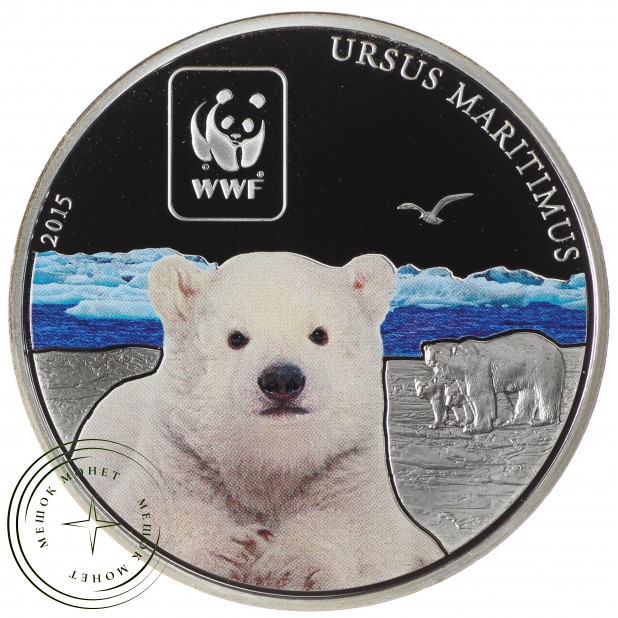ЦАР 100 франков 2015 Всемирный Фонд Дикой Природы - Белый медведь