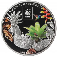 Монета Танзания 100 шиллингов 2016 Всемирный фонд дикой природы - Дождевые леса Амазонии