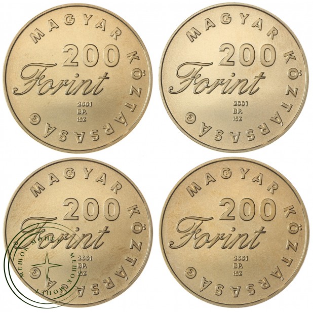 Венгрия набор 4 монеты 200 форинтов 2001 Детская литература UNC