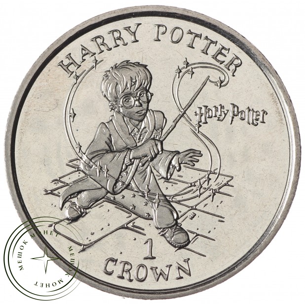 Остров Мэн 1 крона 2001 Гарри Поттер с волшебной палочкой