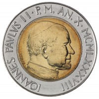 Монета Ватикан 500 лир 1988
