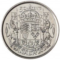 Канада 50 центов 2021 100 лет Канадскому гербу