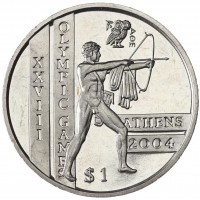 Монета Сьерра-Леоне 1 доллар 2003 XXVIII летние Олимпийские Игры в Афинах 2004 - Стрельба из лука