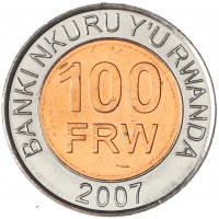 Монета Руанда 100 франков 2007