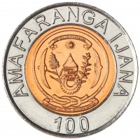 Монета Руанда 100 франков 2007